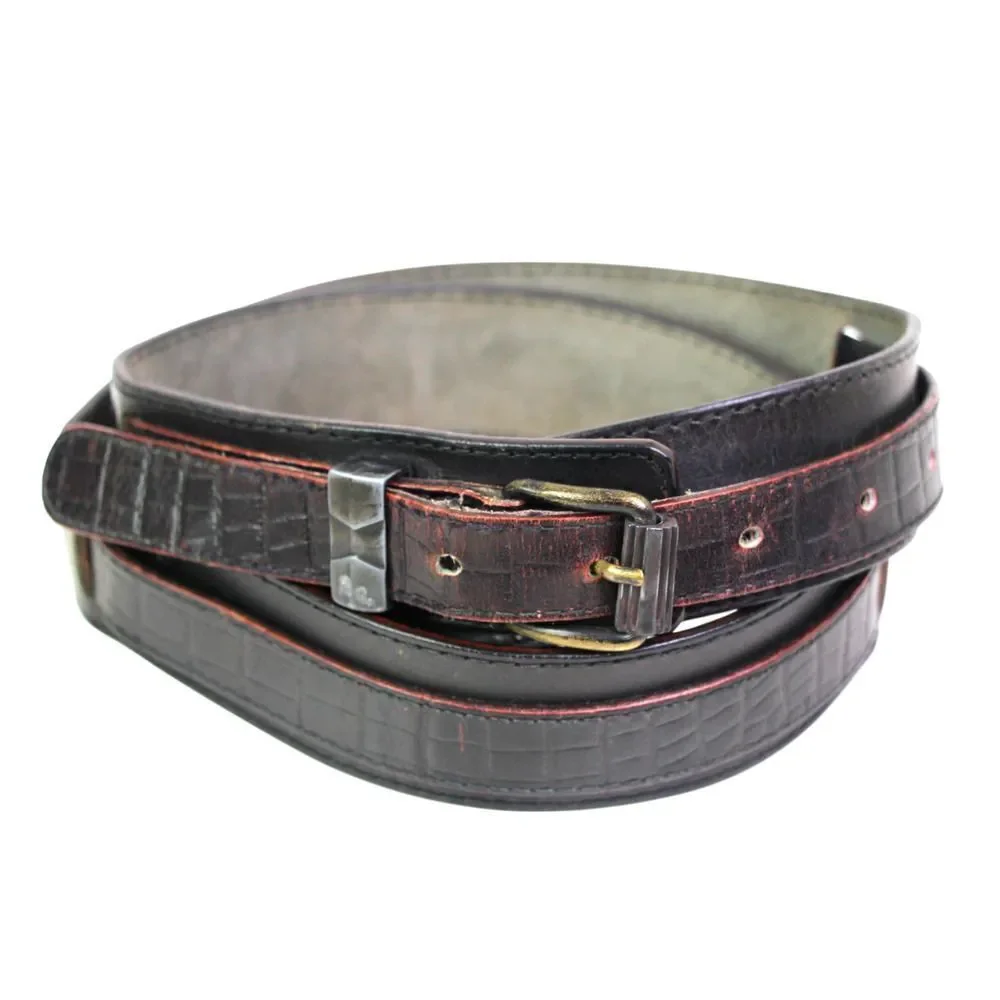 Gianni Versace BLACK REAL LEATHER 1 3/8